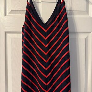LOFT Black and Red Striped Sleeveless Top